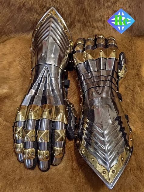 Brass Gauntlets Gothic Armored Medieval Polished Knights | Etsy