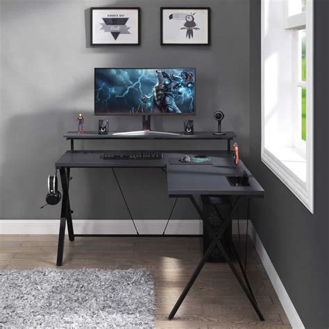 Checkpoint Battlestation L-Shaped Gaming Desk RGB LED Lights – Desk'n File