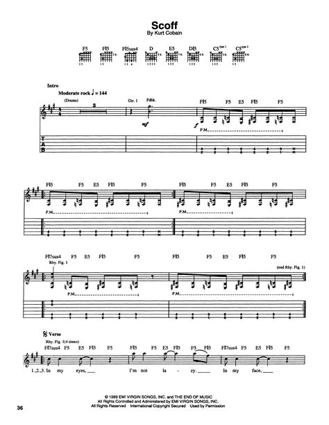 Scoff Sheet Music | Nirvana | Guitar Tab