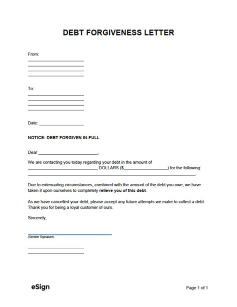 Free Debt Forgiveness Letter Template | PDF | Word