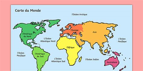Carte Des Continents Du Monde Continent Individuel Separe Avec Noms Images