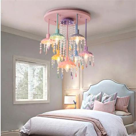 Creative Simple Bedroom Lamp American Girl Princess Children's Room Lighting Nordic Warm Crystal ...