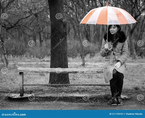 Alone Girl Sitting at Bench Stock Photo - Image of vintage, bench: 21119310