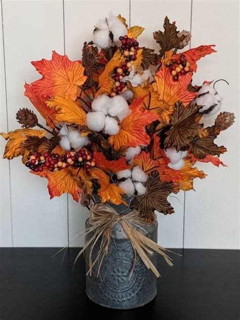 Fall arrangement cotton stem arrangement farmhouse | Etsy | Fall floral arrangements, Fall ...