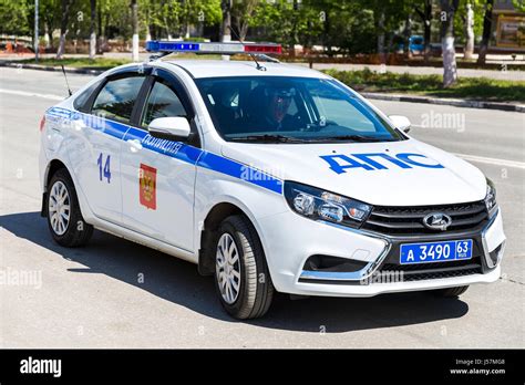 Samara, Russia - May 13, 2017: Russian police patrol car of the State ...