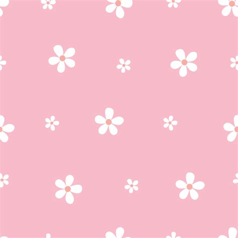 Seamless vector White flower pattern on pink background Hand drawn in ...