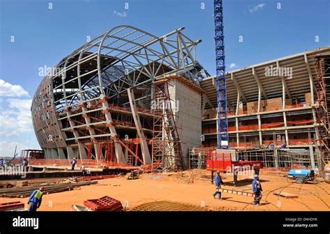 View on the construction site of the Soccer City stadium in Johannesburg, South Africa, 25 ...