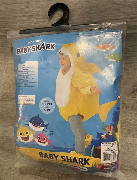 New Pinkfong Baby Shark Costume 6-12 Months Romper Wi… - Gem