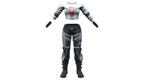 3D model Space Biker Full Pants Cropped Top Boots Outfit VR / AR / low-poly | CGTrader