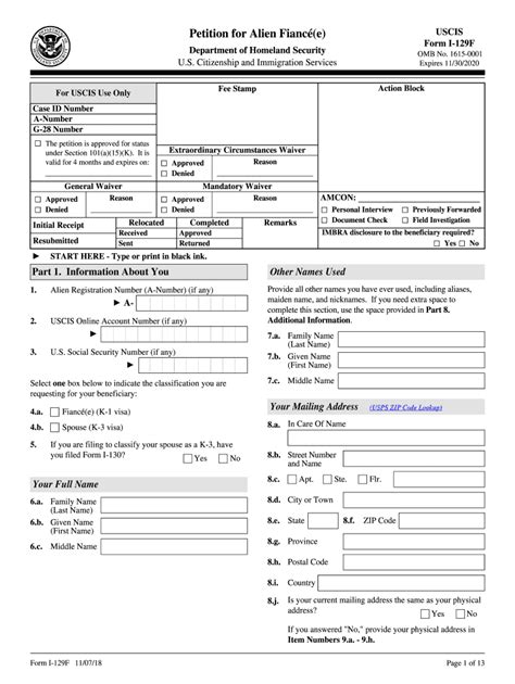 I 129f form pdf: Fill out & sign online | DocHub