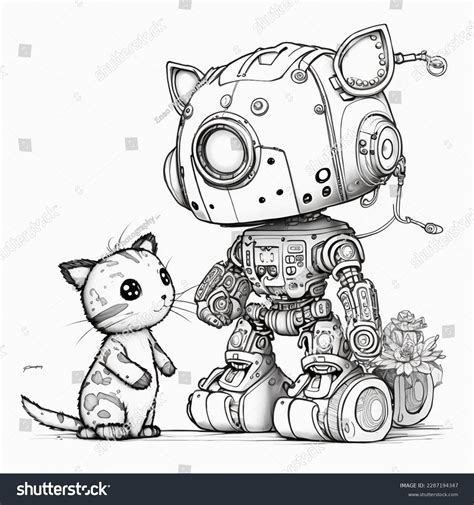 Cute Animal Robot Colouring Page Illustration Stock Illustration ...