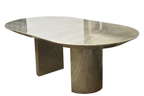Karl Springer Lacquered Goatskin Oval Dining Room Table/LIbrary Table/ Desk on DECASO.com Dining ...
