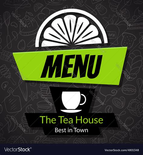 Modern tea house menu card design template Vector Image