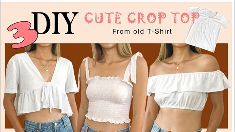 3 DIY CUTE CROP TOP from T-Shirt - Refashion old T-Shirt into cute crop ...