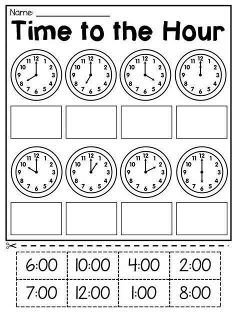 a worksheet for telling time to the hour