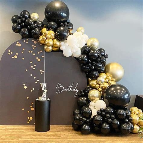 Buy Black and Gold Balloon Arch Kit, 110pcs Black Gold Balloons and ...