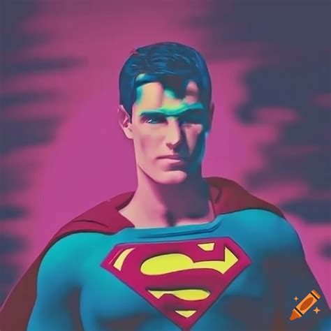 Vaporwave style artwork of superman on Craiyon