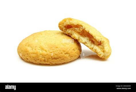 Simple golden color apple jam filled cookies isolated on white ...