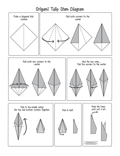 Origami tulip-paper-sizes-and-diagram