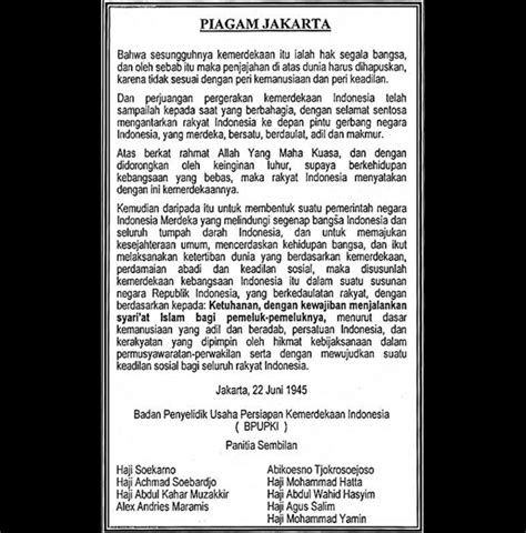 Isi Piagam Jakarta dan Sejarahnya, Punya Kisah Penting