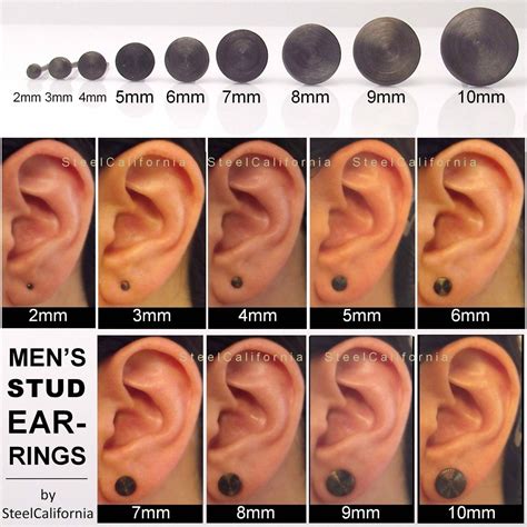 Black stud earrings for men, black gold plated post earrings, sterling ...