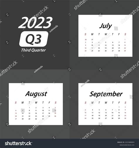 Q3 Third Quarter 2023 Calendar Stock Vector (Royalty Free) 2231989993 ...