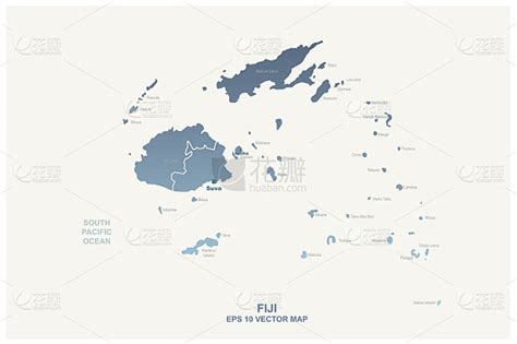 斐济的地图。详细的大洋洲国家矢量地图。