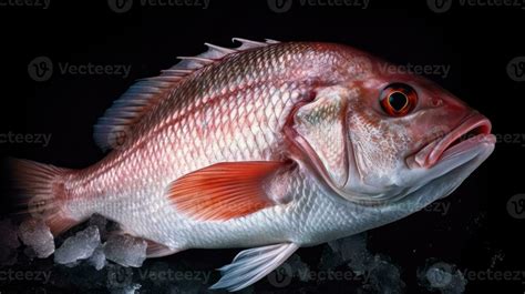 A fresh snapper fish on ice. snapper fish. Generative Ai 28295694 Stock ...