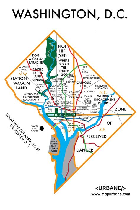 The map of D.C. that includes single ladies and pandas. | Washington, The neighbourhood, Map