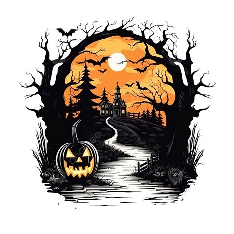 Halloween Card With Full Moon, Trick Or Treat Illustration Design, Moon Cartoon, Full Moon PNG ...