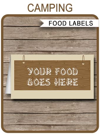 Camping Party Food Labels | Place Cards | Editable Template