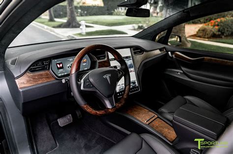 Tesla Model X with Figured Ash Wood Steering Wheel and Center Console - T Sportline - Tesla ...