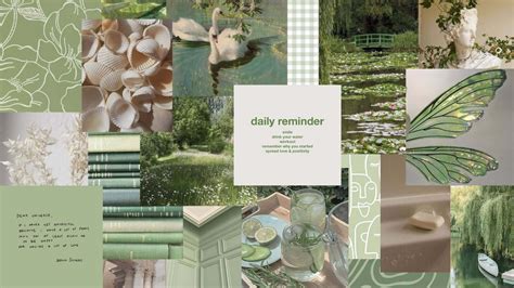 Download Beautiful Green Sage Aesthetic Collage Wallpaper | Wallpapers.com