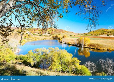 The Blue Sky and Blue Water Stock Photo - Image of nature, hills: 103744416