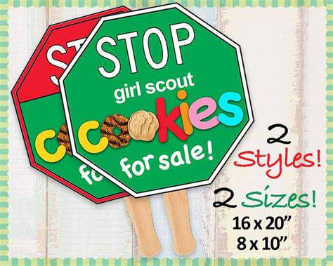 Girl Scout Cookies STOP Sign Cookie Booth Printable 2 Versions RED and GREEN 8.5x11 and 16x20 ...