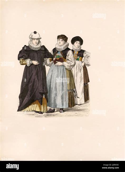 Three Women from Strasbourg and Basel (1640), German mid-17th Century ...