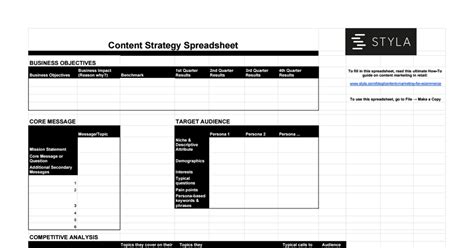 Content Strategy Spreadsheet - Google Sheets