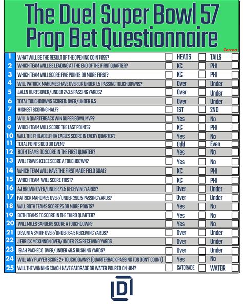 Fun Super Bowl Prop Bets 2024 Printable - Image to u