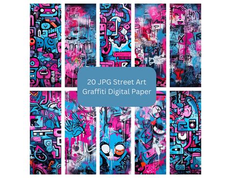 Street Art Graffiti Wallpaper Digital Paper, Street Art Digital ...