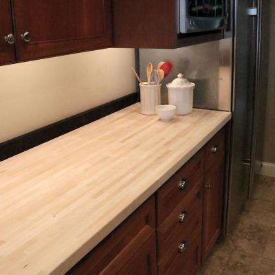 HARDWOOD REFLECTIONS 6 ft. L x 25 in. D Unfinished Maple Solid Wood Butcher Block Countertop ...