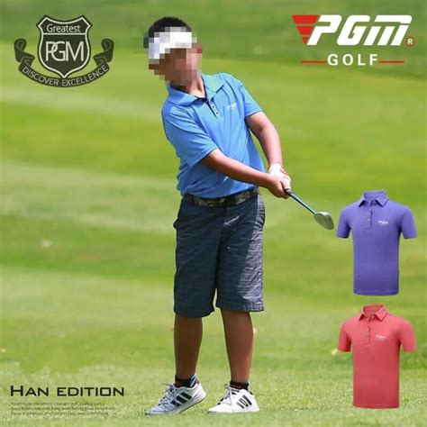 PGM new golf apparel children's golf sportswear boys short sleeved T shirt summer kids ...