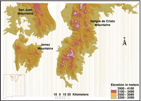 Mountain ranges of the Southern Rocky Mountains of New Mexico ...