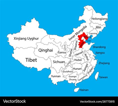 Hebei province map china map Royalty Free Vector Image