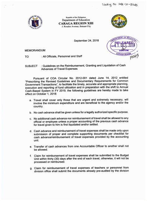 DepEd Guidelines on the Reimbursement, Granting and Liquidation of Cash ...