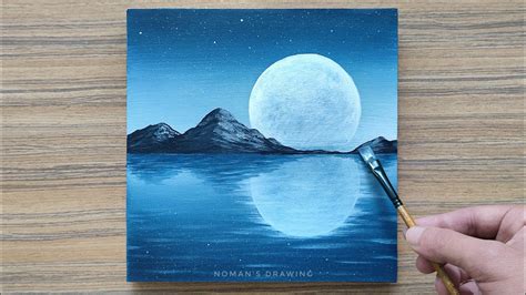 How To Draw Water Reflection / Moonlight Night Acrylic Painting For ...