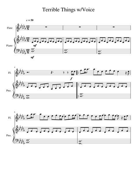 Terrible Things Sheet music for Piano, Flute (Solo) | Musescore.com