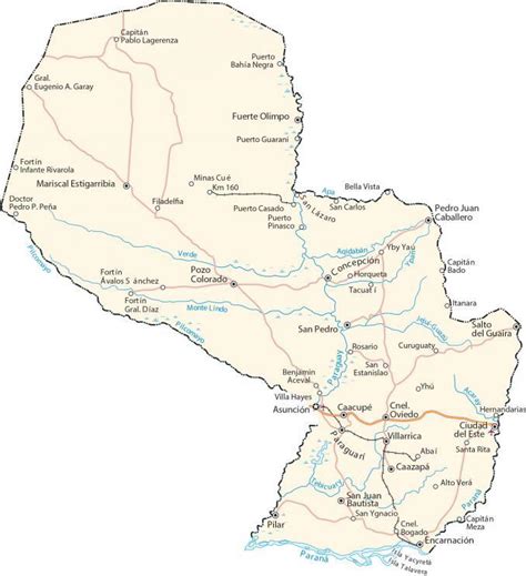 Map of Paraguay - Cities and Roads - GIS Geography