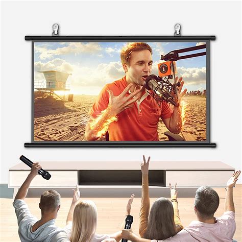 Amazon.com: Projector Screen for Home Theater 60in 4K HD 3D Manual Pull ...