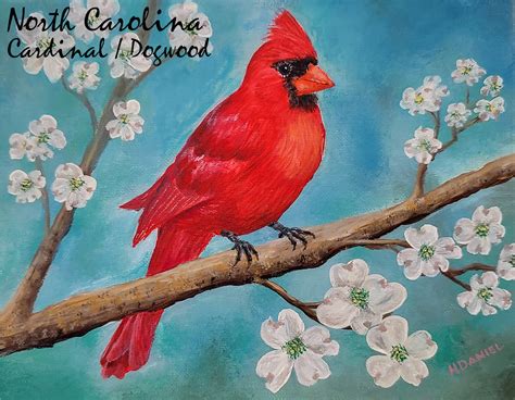 North Carolina State Bird and Flower: Cardinal in Dogwood - Daniel Art ...