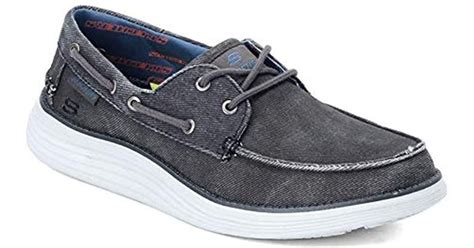 Skechers Status 2.0-lorano Moc Toe Canvas Deck Shoe Oxford in Black for Men | Lyst